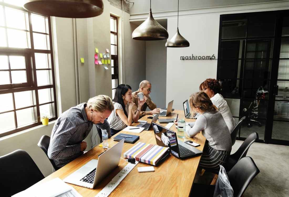 group of people having a meeting
